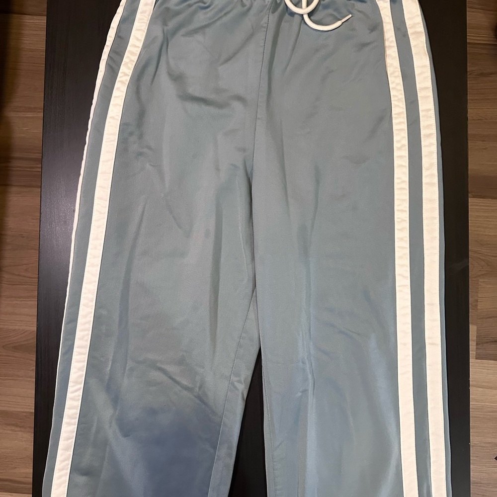 Women's Light Blue Track Pants with White Side Stripes